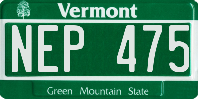 VT license plate NEP475