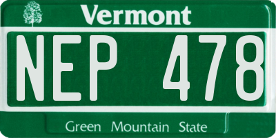 VT license plate NEP478