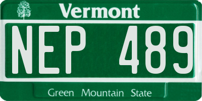 VT license plate NEP489