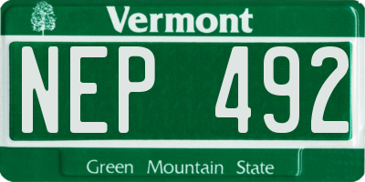 VT license plate NEP492