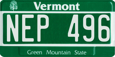 VT license plate NEP496