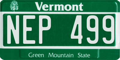 VT license plate NEP499