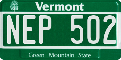 VT license plate NEP502