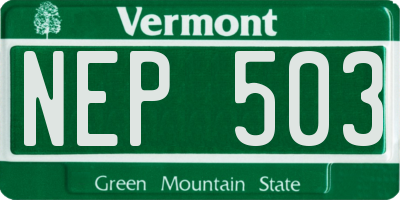 VT license plate NEP503