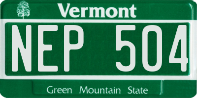 VT license plate NEP504
