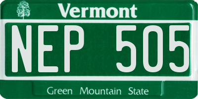 VT license plate NEP505
