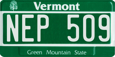 VT license plate NEP509