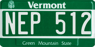 VT license plate NEP512