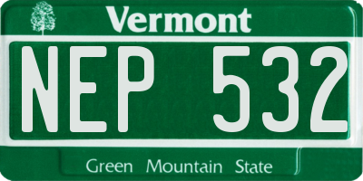 VT license plate NEP532
