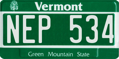 VT license plate NEP534
