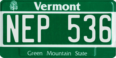 VT license plate NEP536