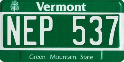VT license plate NEP537