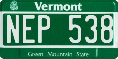VT license plate NEP538