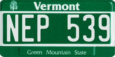 VT license plate NEP539