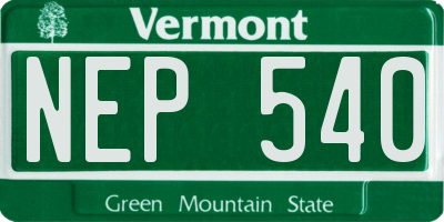 VT license plate NEP540