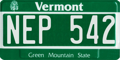 VT license plate NEP542