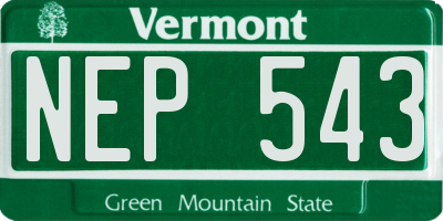 VT license plate NEP543
