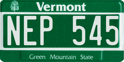 VT license plate NEP545