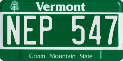 VT license plate NEP547
