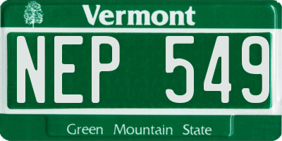 VT license plate NEP549
