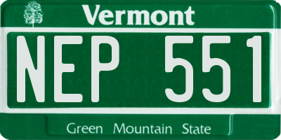 VT license plate NEP551