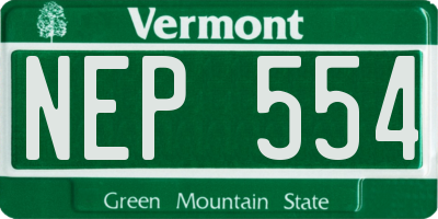 VT license plate NEP554