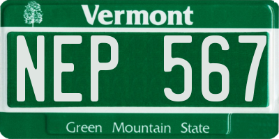 VT license plate NEP567