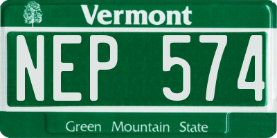 VT license plate NEP574