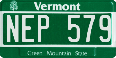 VT license plate NEP579