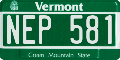 VT license plate NEP581