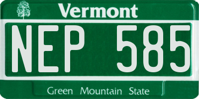 VT license plate NEP585