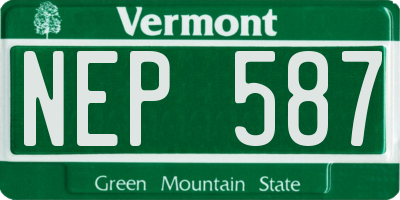 VT license plate NEP587