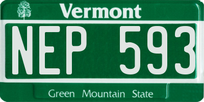 VT license plate NEP593