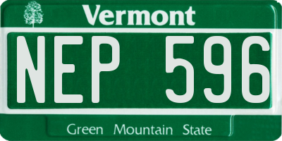 VT license plate NEP596