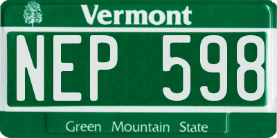 VT license plate NEP598