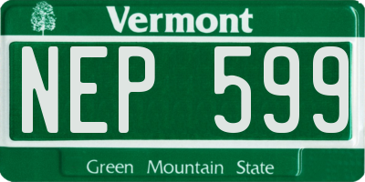 VT license plate NEP599