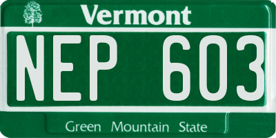 VT license plate NEP603