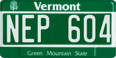 VT license plate NEP604