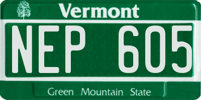 VT license plate NEP605