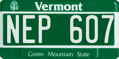 VT license plate NEP607
