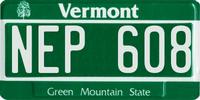 VT license plate NEP608