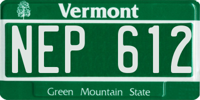 VT license plate NEP612