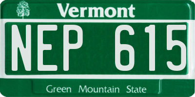 VT license plate NEP615