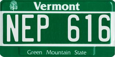 VT license plate NEP616