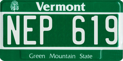 VT license plate NEP619