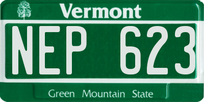 VT license plate NEP623