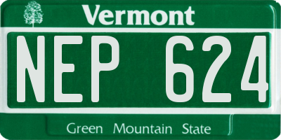 VT license plate NEP624