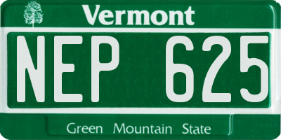 VT license plate NEP625