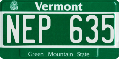 VT license plate NEP635