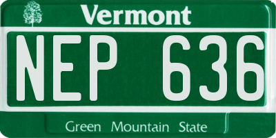 VT license plate NEP636